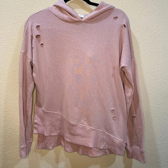 Nordstrom ABOUND Blush Pink Holey Distressed Super Soft Hoodie - size XS - Picture 2 of 4